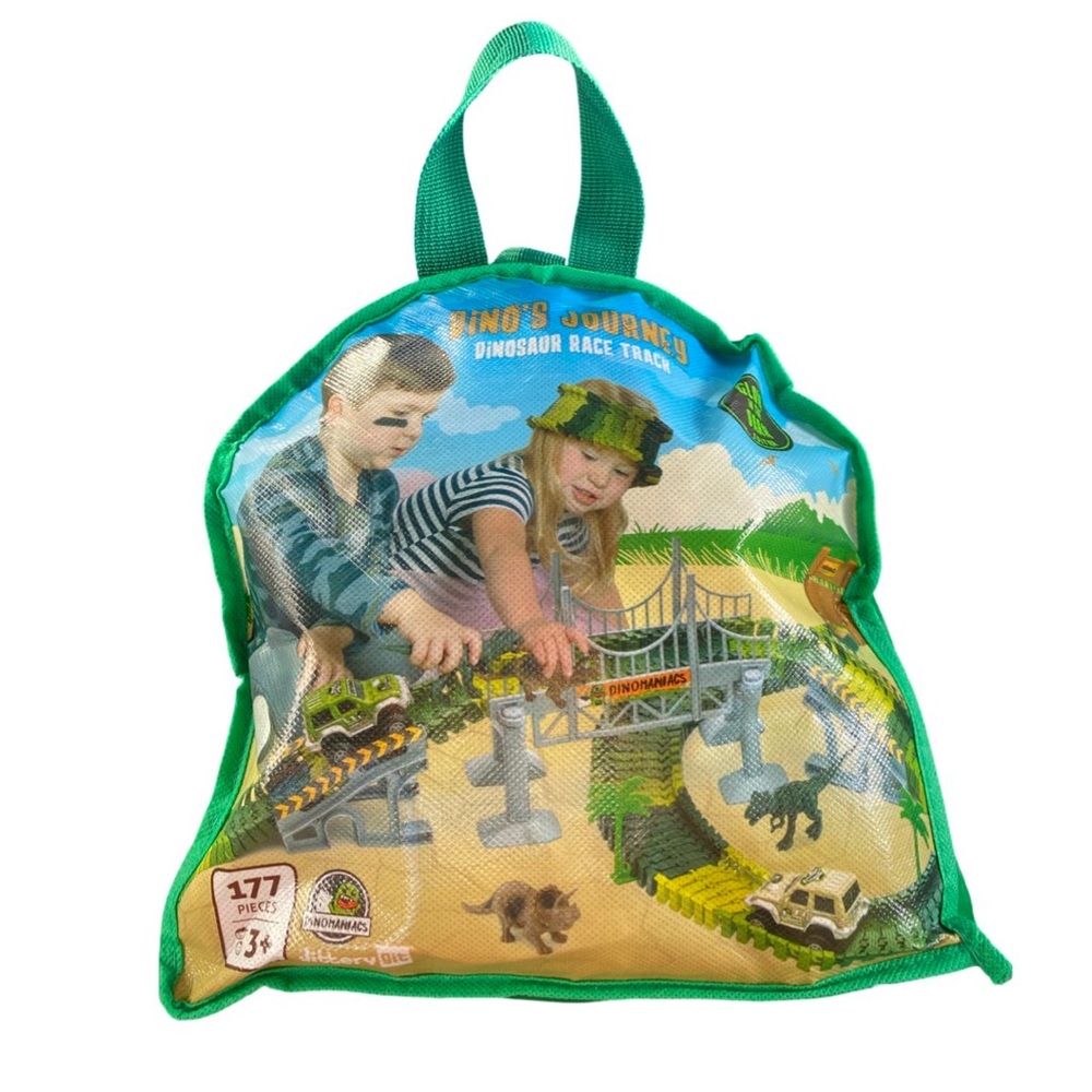 JITTERYGIT Dinosaur Jurassic Race Track Train Glow in The Dark World